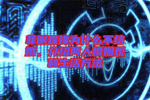 菲謝霆鋒為什么不結(jié)婚，介紹兩人婚姻觀和生活方法