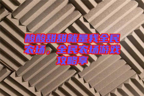 酸酸甜甜就是我全民農(nóng)場，全民農(nóng)場游戲攻略享
