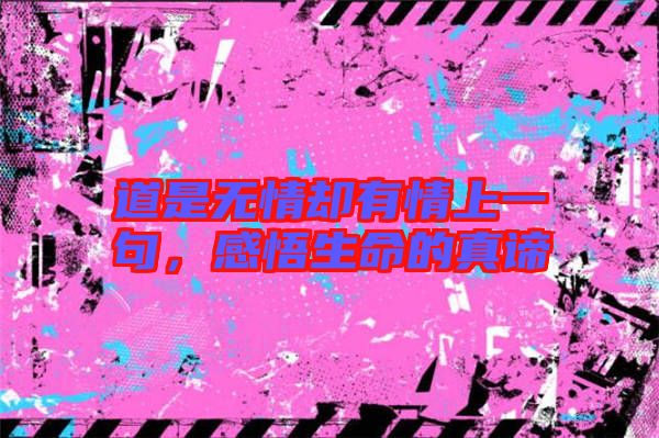 道是無情卻有情上一句，感悟生命的真諦