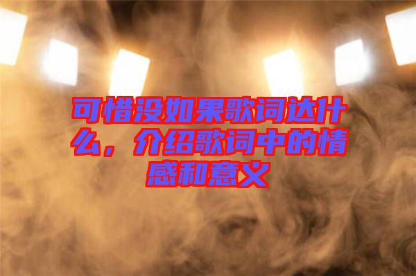 可惜沒如果歌詞達什么，介紹歌詞中的情感和意義