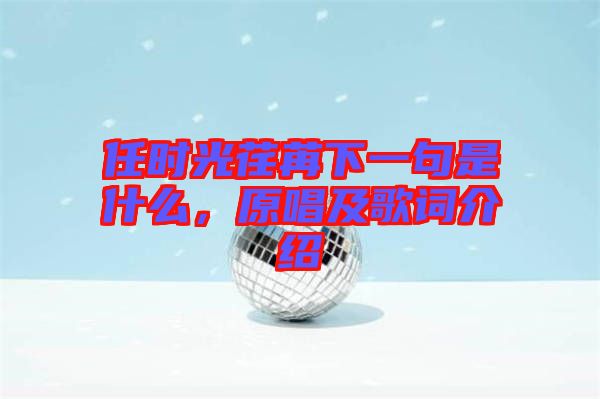 任時(shí)光荏苒下一句是什么，原唱及歌詞介紹
