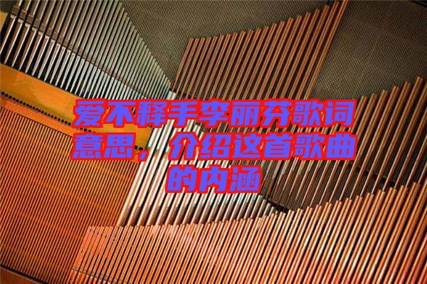 愛不釋手李麗芬歌詞意思，介紹這首歌曲的內(nèi)涵