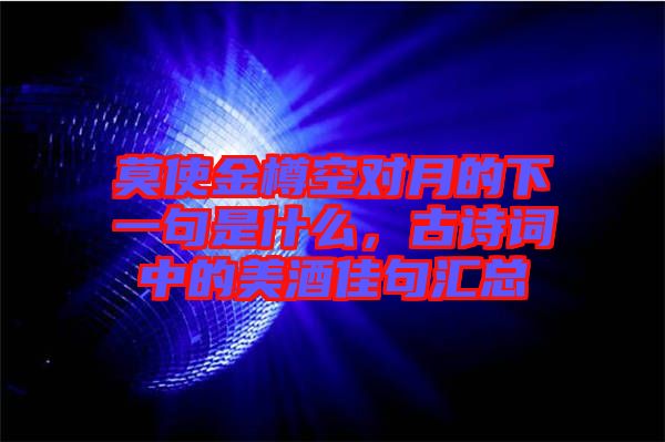 莫使金樽空對(duì)月的下一句是什么，古詩詞中的美酒佳句匯總