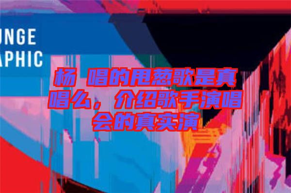 楊玥唱的甩蔥歌是真唱么，介紹歌手演唱會的真實演