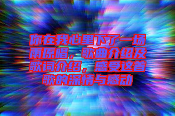 你在我心里下了一場雨原唱，歌曲介紹及歌詞介紹，感受這首歌的深情與感動