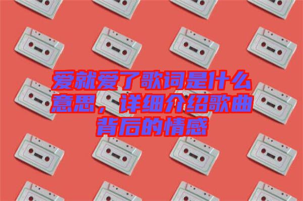 愛就愛了歌詞是什么意思，詳細(xì)介紹歌曲背后的情感