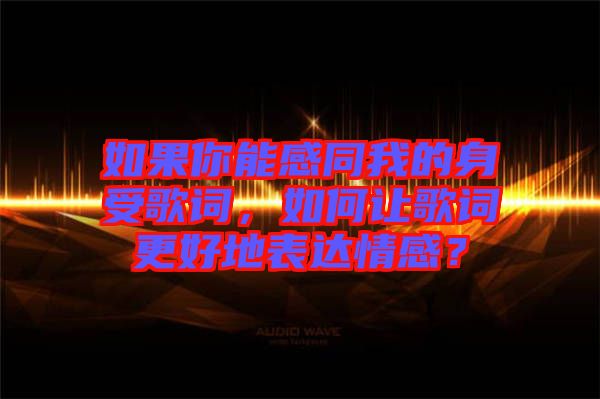 如果你能感同我的身受歌詞，如何讓歌詞更好地表達(dá)情感？