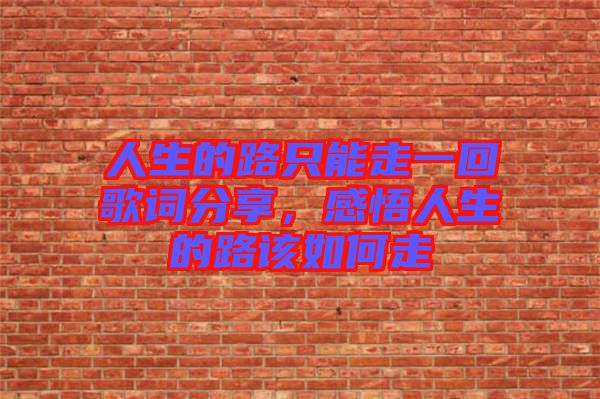 人生的路只能走一回歌詞分享，感悟人生的路該如何走