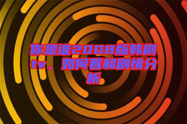 你是誰2008版韓劇tv，如何看和劇情分析