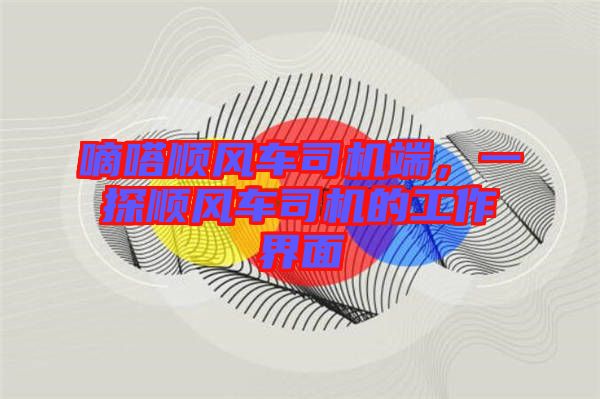嘀嗒順風車司機端，一探順風車司機的工作界面