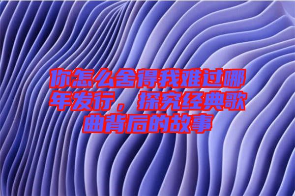 你怎么舍得我難過(guò)哪年發(fā)行，探究經(jīng)典歌曲背后的故事