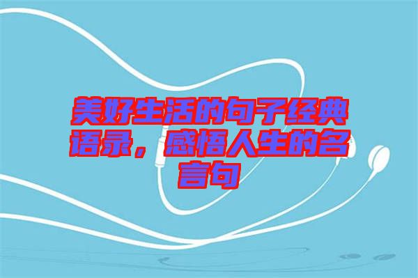美好生活的句子經(jīng)典語錄，感悟人生的名言句