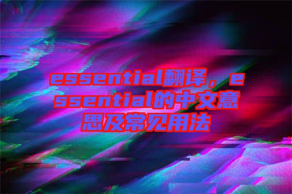 essential翻譯，essential的中文意思及常見用法