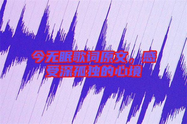 今無(wú)眠歌詞原文，感受深孤獨(dú)的心境