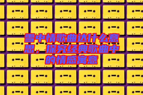 雪中情歌曲達什么意思，探究經(jīng)典歌曲中的情感寓意