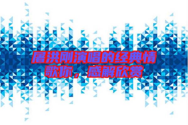 屠洪剛演唱的經(jīng)典情歌你，感解欣賞