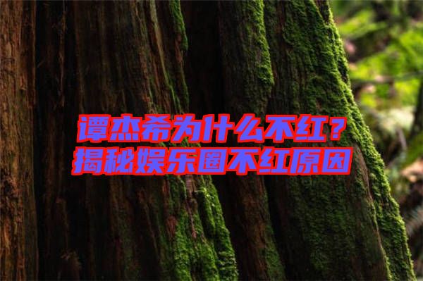 譚杰希為什么不紅？揭秘娛樂圈不紅原因