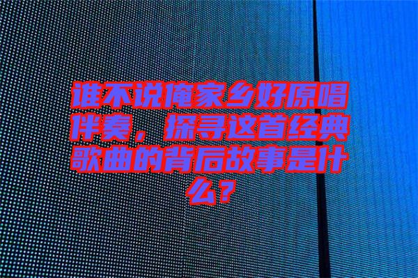 誰不說俺家鄉(xiāng)好原唱伴奏，探尋這首經(jīng)典歌曲的背后故事是什么？