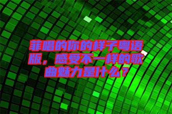 菲唱的你的樣子粵語版，感受不一樣的歌曲魅力是什么？