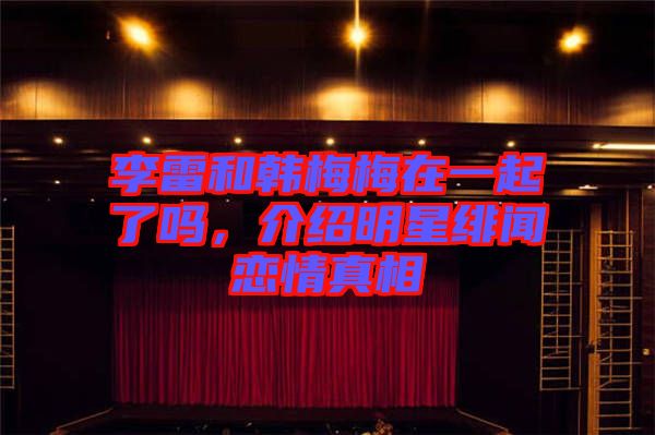 李雷和韓梅梅在一起了嗎，介紹明星緋聞戀情真相