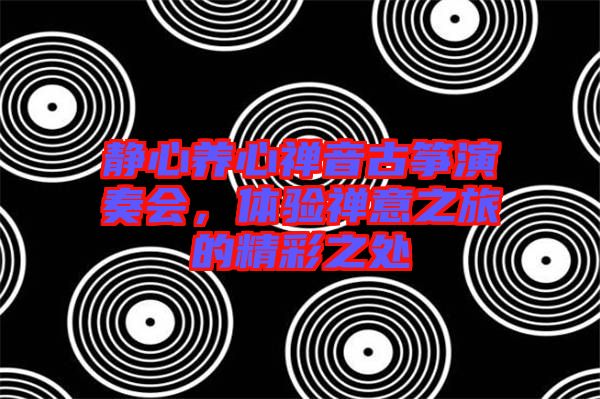 靜心養(yǎng)心禪音古箏演奏會，體驗禪意之旅的精彩之處