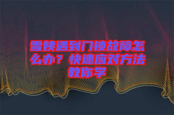 雪姨遇到門鎖故障怎么辦？快速應(yīng)對方法教你學(xué)